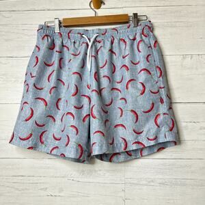 Trunks Surf & Swim Co. Swim Shorts Mens Size L/G Blue Red Hot Chili Pepper